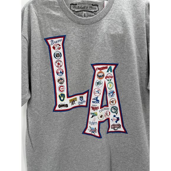 Mitchell & Ness T-Shirt Mens Large Gray LA All Over Print Los Angeles Dodgers - Picture 2 of 8